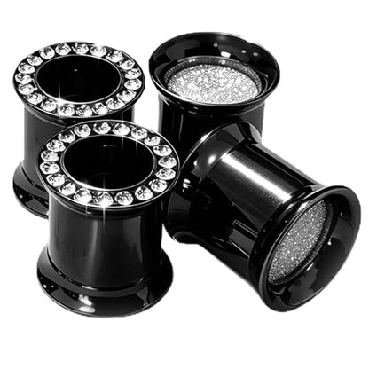 WBRWP Unisex Women 6pcs/8pcs-3pairs/4pairs Hollow Zircon Stainless Steel Screw Ear Plugs Tunnels with ZirconEar Plugs Tunnels - Ear Expander - Ear Gauges Stretcher Body Piercing 8g-5/8 - color: 4pc Black-2 with inside shining+2 with cz