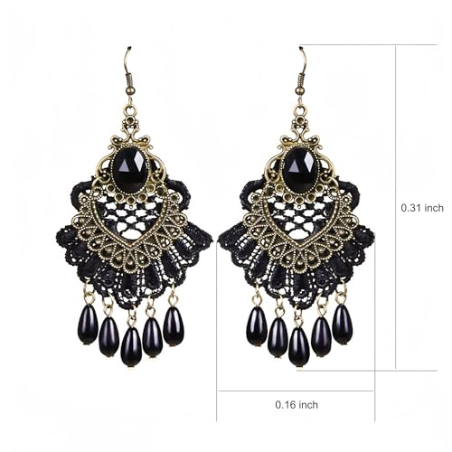 iWenSheng Halloween Costumes Jewelry for Women - Steampunk Black Lace Choker Necklace Gothic Jewelry Accessories, Vampire Choker Necklace Costume for Teen Girls - color: Black