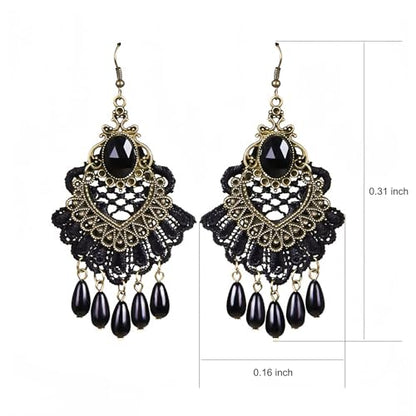 iWenSheng Halloween Costumes Jewelry for Women - Steampunk Black Lace Choker Necklace Gothic Jewelry Accessories, Vampire Choker Necklace Costume for Teen Girls - color: Black