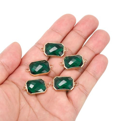 PATIKIL Birthstone Connector Link, Diamond Clear Charm Links, Glass Jewelry Findings Crystal Bead Link for Drop Dangle Pendants Necklace Bracelet Earring - color: Green