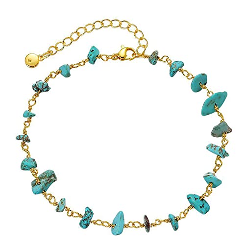 Ankle Bracelets for Women 18K Gold Plated Anklet for Women Gold Charm Anklet Waterproof Summer Beach Foot Chain Jewelry Gifts - style: Turquoise