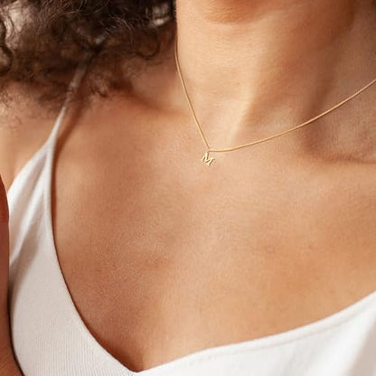 Foxgirl Gold Initial Necklaces for Women, Dainty Gold Letter Necklace Tiny A-Z Pendant Choker Necklace Trendy Cute Personalized Monogram Name Necklace Gold Jewelry Necklace for Women Gift | Tiny Letter Pendant on a Dainty Choker Chain, Personalized Everyd