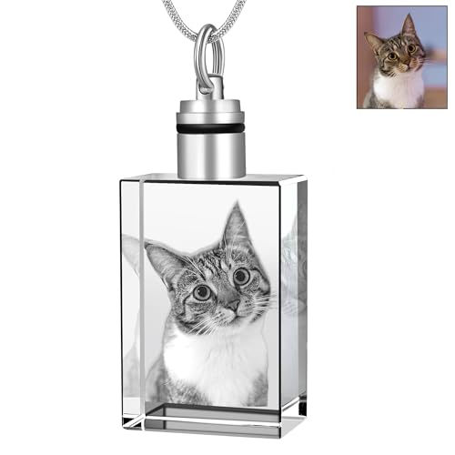 Farfume Personalized Photo Necklace for Women/Men, Memorial Jewelry Gifts | Holds 2 Pictures Pendant, Custom Engraved Text, Beautiful Locket for Girls, Durable Stainless Steel, Mothers Day Gifts - color: Crystal Square Necklace