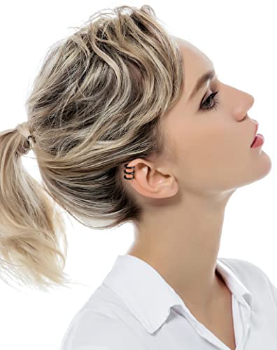 4-10 Pairs Stainless Steel Ear Cuff Helix Cartilage Clip On Wrap Earrings Fake Nose Ring Non-Piercing Adjustable - color: E1:4 Pairs, Black Tone