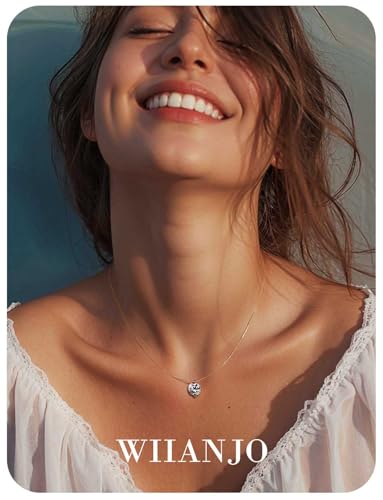 Teardrop 925 Silver CZ Floating Pendant Necklace 16 Inch Cubic Zirconia Invisible Necklace, Hypoallergenic, Jewelry Gifts for Women Anniversary Birthday - color: Round-Shaped_8MM