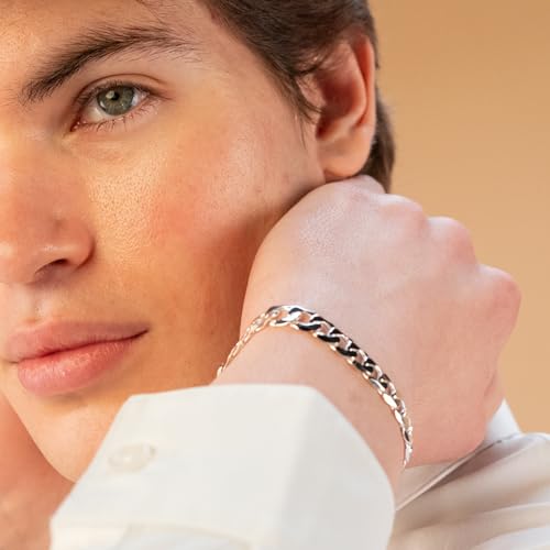 QUADRI 925 Sterling Silver Bracelet for Men - Cuban Link Bracelet for Men | Chain Bracelet for Men - Esclava de Plata 925 para Hombre - 7.5" to 8.5" - size: Length 7.5 Inches (small), style: 10mm