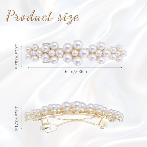 2PCS Pearl Clips for Hair Elegant Flower Pearl Barrette Jewelry
