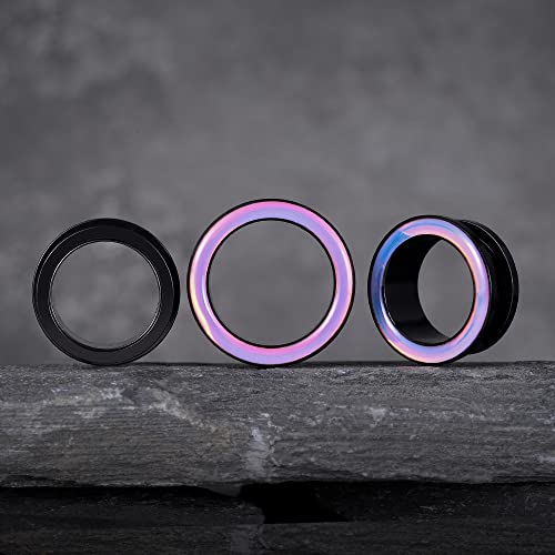 2 Pairs Stainless Steel Black Ear Gauges Retro-reflective Sheeting Tunnels and Plugs. - color: S8552F, size: 6 mm