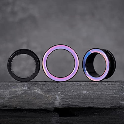 2 Pairs Stainless Steel Black Ear Gauges Retro-reflective Sheeting Tunnels and Plugs. - color: S8552F, size: 6 mm