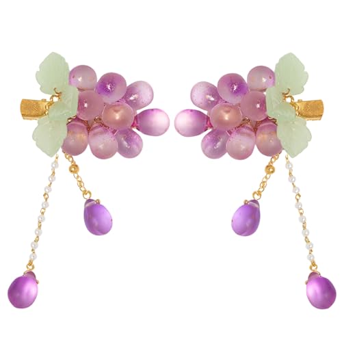 A Pair Wedding Hair Clips, Handmade Floral Design Alligator Crystal Hair Clips Pearl Barrettes, Rhinestones Flower Clips Pearl Headpieces Hair Pins Hair Accessories for Women Girls (Purple) - color: Purple