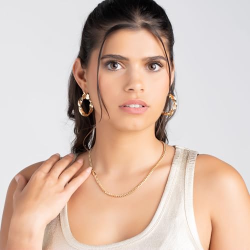 Barzel 18K Gold Plated Twisted Hoop Earrings Intertwined Earrings, 5 mm Thick x 40 mm Length, Gold Plated Hoop Earrings High Polish Finish, Made in Brazil