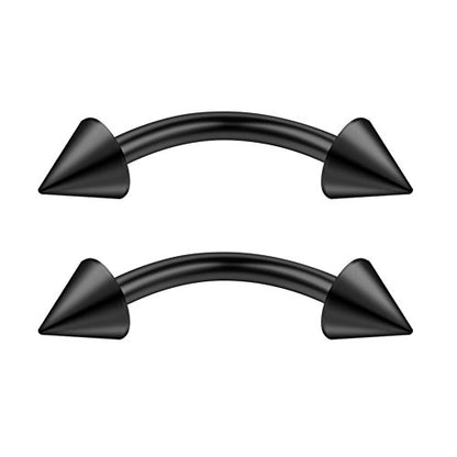 Ruifan 12PCS 14G Surgical Steel Eyebrow Ear Navel Belly Lip Ring Body Piercing Jewelry - style: 12mm w Spikes