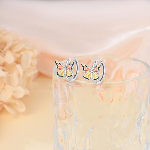 925 Sterling Silver Huggie Hoop Earrings for Women with 5A Cubic Zirconia Jewelry Birthday Gift - style: Butterfly