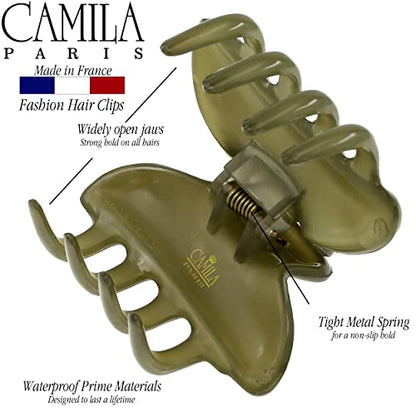 Camila Paris CP3552 French Small Hair Clips for Women, 2.5" Small Claw Clip Fashion Styling Mini Hair Clip Accessories for Women, Strong Hold No Slip Grip Cute Claw Clips, Made in France - color: Green 2.5"