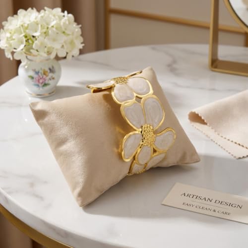 18K Gold Plated White Enamel Cuff Bracelet for Women - color: flower1