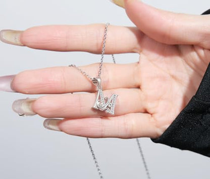 S925 Sterling Silver Initial Letter Necklaces for Women Dainty Letter Chain Necklace for Women Personalized Jewelry Gifts - style: M