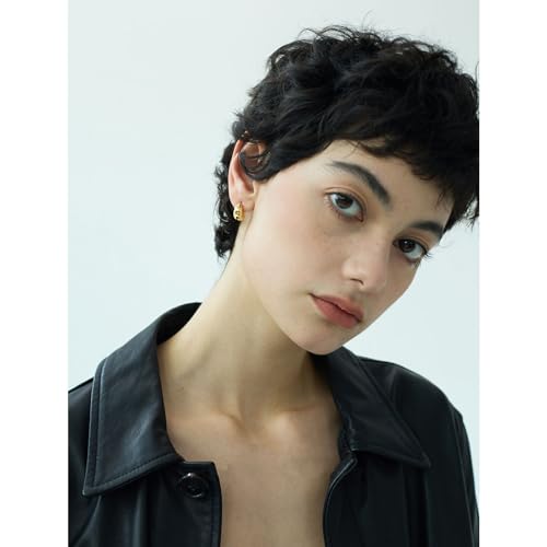 Statement Chunky Gold Earrings for Women Unique Square Stainless Steel Heaven Mayhem Button Stud Earrings Trendy Jewelry - style: Small Teardrop