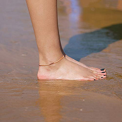 Gold Anklets for Women Waterproof,18K Gold Plated Anklet for Women Snake Chain Link Dainty Ankle Bracelets Summer Beach Jewelry - color: 3mm-Rose Gold