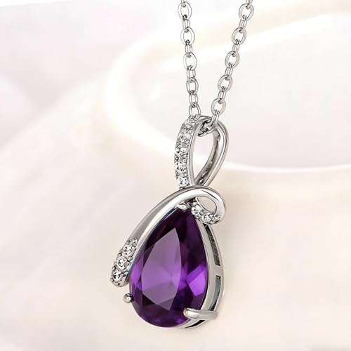 Fashion Angel Teardrop Crystal Pendant Necklace for Women Birthday Gifts for Mom Women - color: Purple