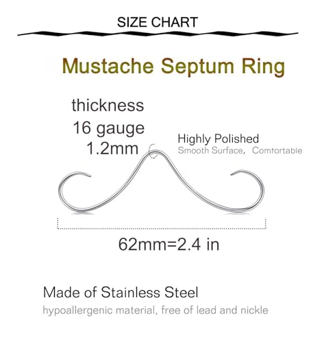 Longita Septum Rings Septum Jewelry 16g 18g Septum Ring Septum Piercing 20g Horseshoe Earring Hoop Lip Ring Silver Black Gold - color: 6pcs silver-81