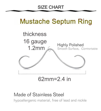 Longita Septum Rings Septum Jewelry 16g 18g Septum Ring Septum Piercing 20g Horseshoe Earring Hoop Lip Ring Silver Black Gold - color: 6pcs silver-81