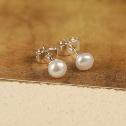 WFYOU Pearl Earrings for Women 925 Sterling Silver Stud Earring | 14K Gold Plated Hypoallergenic Stud Earrings, White Diamond Dainty Bridal Earring, Trendy Jewelry, Wedding Party Gifts - color: Silver A, size: 5mm