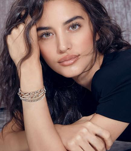 14K Gold Bracelets for Women Adjustable Slider Bracelet Bangle Bracelets for Women Trendy Chain Bracelet - color: Stacking-White Gold