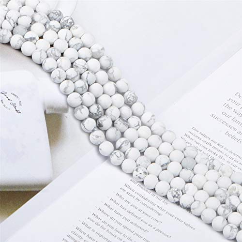NCB White Matte White Howlite Beads 200pcs 4mm Round Gemstone Beads Spacer Charm Beads Natural Stone Loose Beads for Bracelet Necklace Jewelry Making (Matte White Howlite, 4mm 200Beads) - color: Matte White Howlite, size: 4mm 200Beads