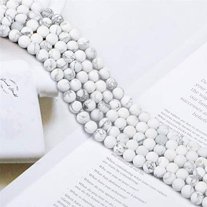 NCB White Matte White Howlite Beads 200pcs 4mm Round Gemstone Beads Spacer Charm Beads Natural Stone Loose Beads for Bracelet Necklace Jewelry Making (Matte White Howlite, 4mm 200Beads) - color: Matte White Howlite, size: 4mm 200Beads