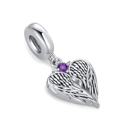 TCHYUN Spread Angle Wings Dangle Charm 12 Birthstone Bead for Pandora Bracelet Women Gift - style: Jun