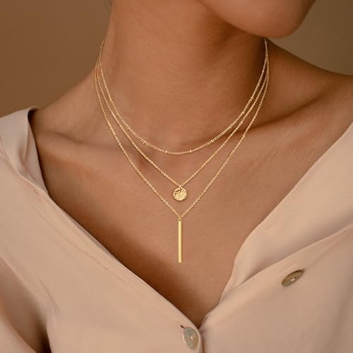 Layered Necklaces for Women - Dainty Necklace Stack 14K Gold Plated Layering Pendant Necklace Set Simple Gold Necklaces for Women Trendy Jewelry Gifts for Women - color: Gold-Set1