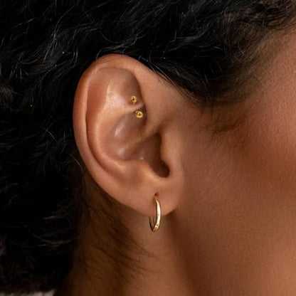 2 Pcs 14k Gold Filled Eyebrow Rings, 16G Threaded Rook Piercing Jewelry, Surgical Steel Vertical Lip Labret Belly Tongue Ring Daith Earring Curved Barbells - color: 6mm-2pcs Cone Top