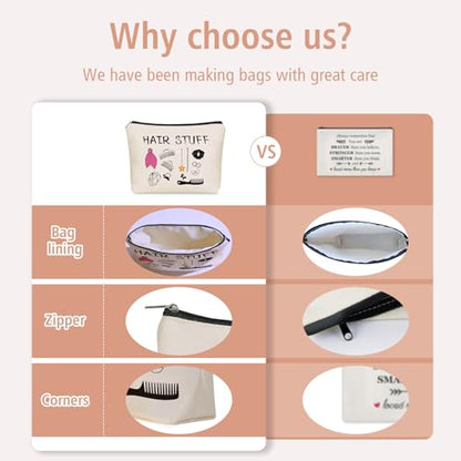 Mom Gifts Hair Stuff Makeup Bag: Hair Accessories Themed Cosmetic & Toiletry Organizer Pouch For Teen Girls & Women Hairstylist Sisters, Friends.Ideal Mom Gift For Travel, Birthdays. - style: Hair Stuff