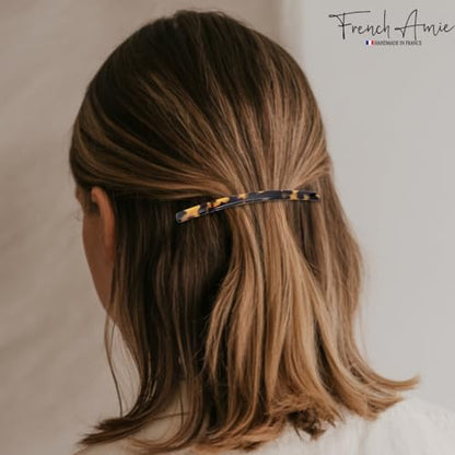 French Amie Long and Thin Large 4 Inch Acetate Hair Clip Barrette | Handmade Shell For Women Girls Teens Adults Everyday Style - color: Tokyo