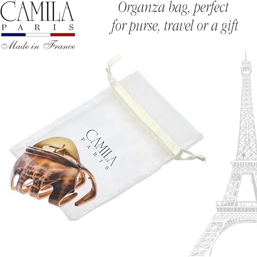Camila Paris CP3649 French Octopus Hair Clip, 3.25" Large Claw Clips for Thick Hair, Girl Octopus Claw Clip for Women, Strong No-Slip Grip, Wide Jaw Clips for Women, Made in France - color: Brown 3.5"