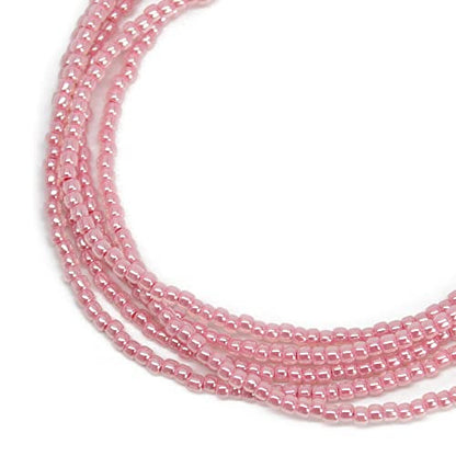 Kathy Bankston Handmade Impatiens Pink Seed Bead Necklace, Thin 1.5mm Single Strand