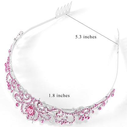 TAROSE Tiaras for Women, Birthday Crown and Sash for Girls | Birthday Sash Sunglasses Outfit, Birthday Gift for Women Girls, Goddess Crown Bride/Halloween/Prom/Party/Costume - color: 1 I. Silver+full Rose
