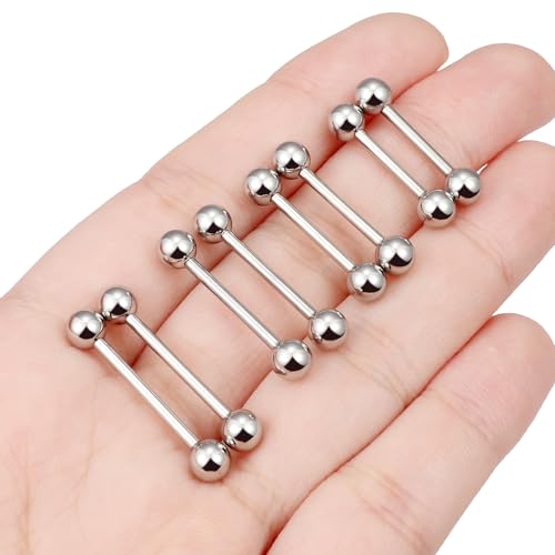 16G 14G 12G Nipple Piercings Tongue Rings Externally/Internally Threaded Hypoallergenic 316L Surgical Steel Nipple Tongue Barbell Piercing Jewelry for Women Men 12mm 14mm 16mm 19mm 22mm - color: 14G/Internally Threaded/12mm-18mm Bars/5mm Balls
