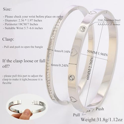 Camhanno Gold Bangles for Women - Stainless Steel Love & Friendship Bracelet Set with Gift Box | Daily Wear & Party Jewelry - color: silver