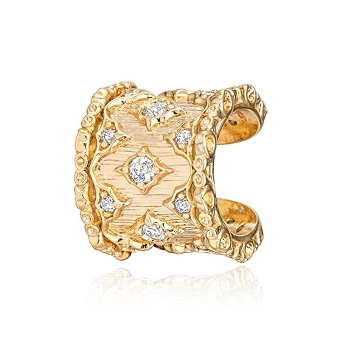 Gold Ear Cuff for Women, 14K Gold Plated Single Non-Pierced Earring with Micro-Pave Cubic Zirconia Adjustable Open Ear Clip for Daily Wear & Special Occasions - color: ear cuff-S 001