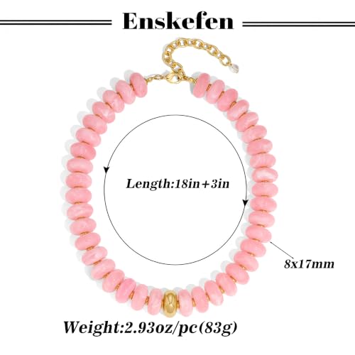Chunky Beaded Necklace for Women Trendy Multicolor Resin Beads Choker Necklaces Boho Summer Statement Necklace Chunky Heart Jewelry - color: Chunky bead necklace-pink