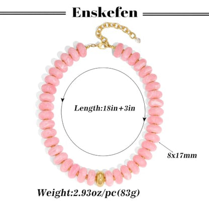 Chunky Beaded Necklace for Women Trendy Multicolor Resin Beads Choker Necklaces Boho Summer Statement Necklace Chunky Heart Jewelry - color: Chunky bead necklace-pink