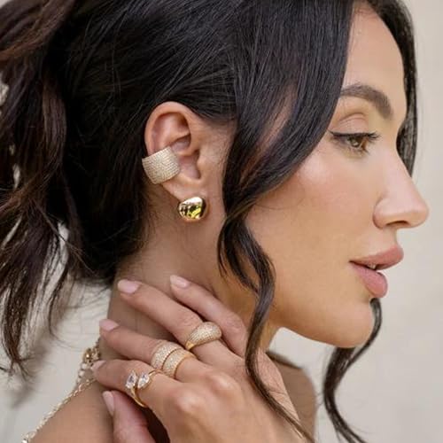 Ettika Ear Cuff. Earrings For Women. Ear Cuffs For Women Non Piercing, 18k Gold or Rhodium Plated Ear Cuff. Cuff Earrings - color: Gold 012