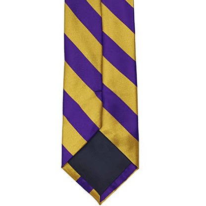 tiemart Men's Striped Tie Standard Length - color: Dark Purple and Gold