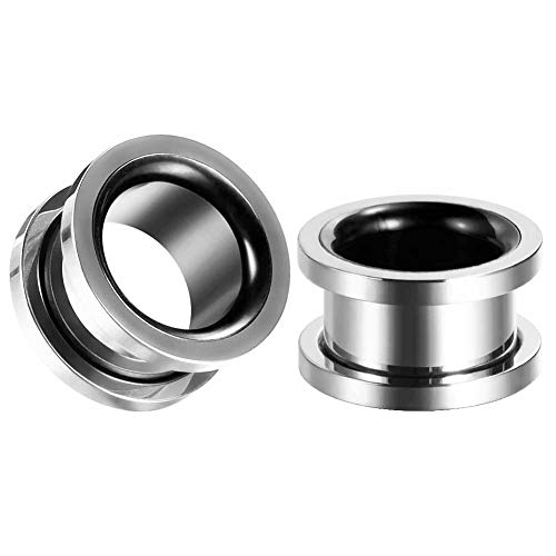 Ear Gauges Screw Surgical Steel Plugs, Flesh Stretchers Earrings, Size 2g to 30mm Colorful Tunnels. - color: S8288G, size: 19mm