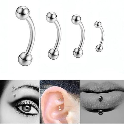 60 Pcs Body Piercing Kit Jewelry 16G Nose Rings Lip Studs Tongue Rings Stainless Steel Cartilage Earrings Tragus Eyebrow Industrial Barbell Belly Rings Body Piercing Jewelry Lot - color: 8mm