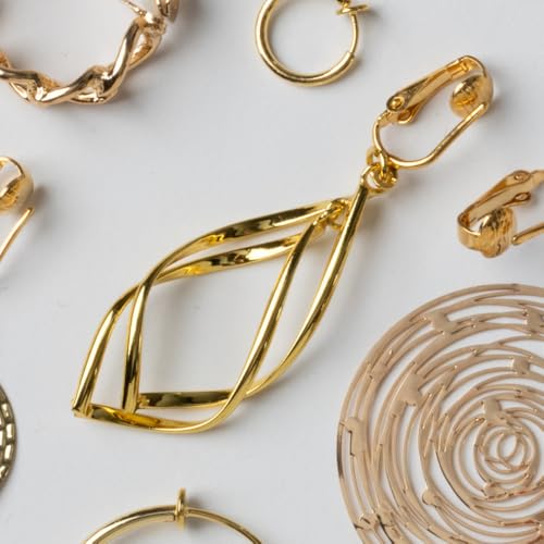 Gold Tone Non Pierced Clip On Dangling Earrings - style: Gold-tone Teardrop Dangle