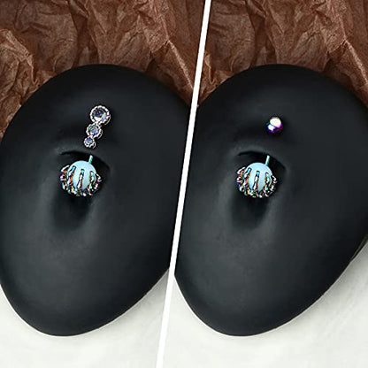 CM Crareesi Mania Skull Hand Halloween Belly Button Rings Natural Stone Claw Piercing Navel Rings for Women - color: Rainbow Claw