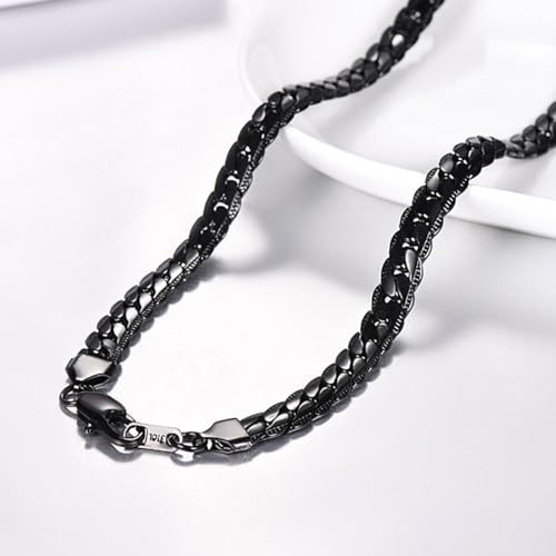 Snake Chain for Women Stainless Steel Dainty Choker Necklace Thin Layered Men Chain 8mm Width Gold/Black/Silver Plated Trendy Jewelry 18/20/22/24/26/28/30 Inch - color: 8MM-Black Snake Chain, size: Length 30 Inches