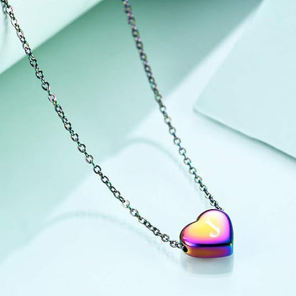 MYNENEY Necklace and Bracelet for Women Stainless Steel Initial Jewelry Set - color: Rainbow-J